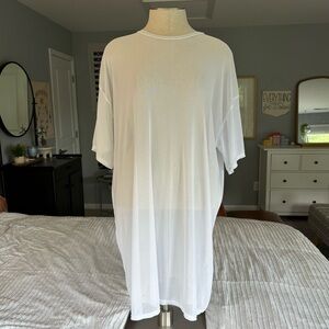 Lightweight, White Mesh Teeshirt Dress